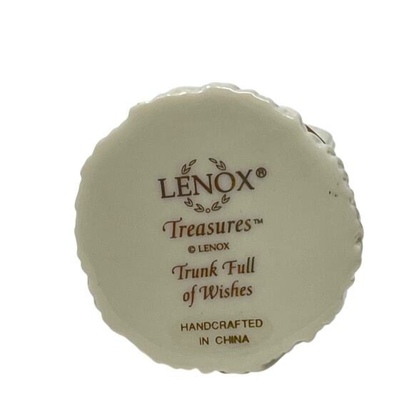 Lenox Treasures "Trunk Full of Wishes" Elephant Trinket Box Baby Elephant Inside - Picture 7 of 7